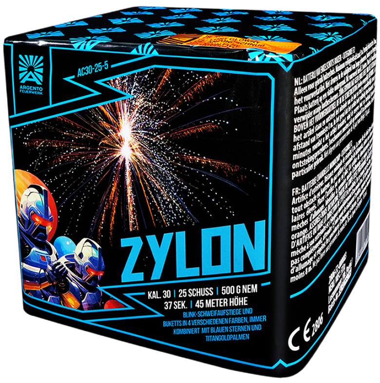 Argento Feuerwerk Batterie Zylon