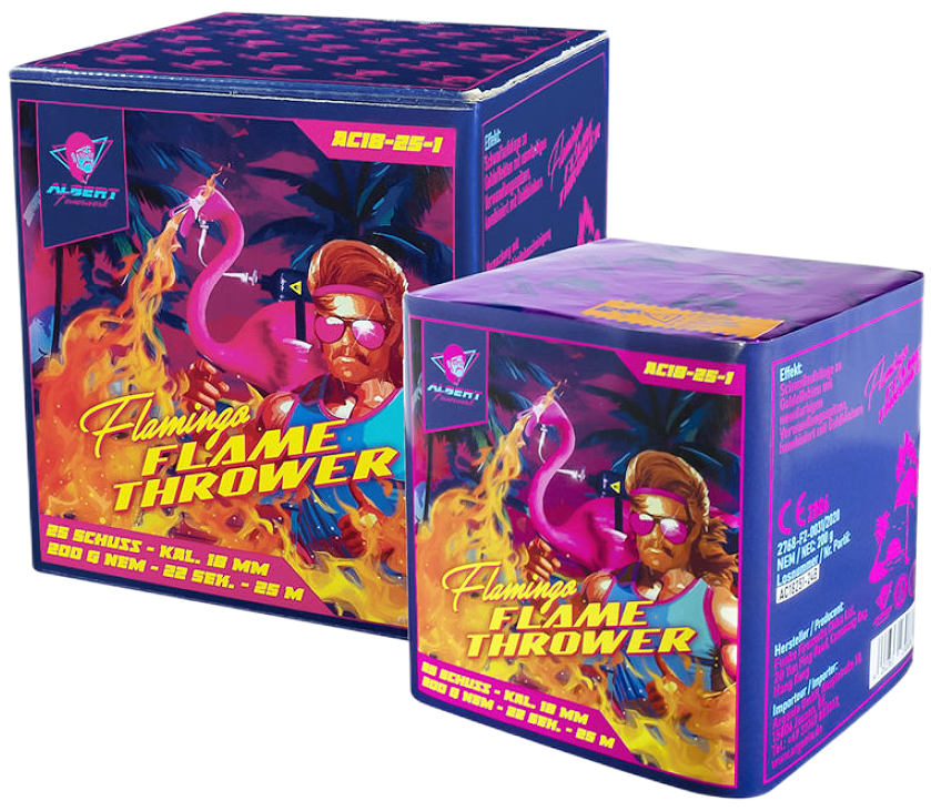 Albert Flamingo Flamethrower Feuerwerk Batterie